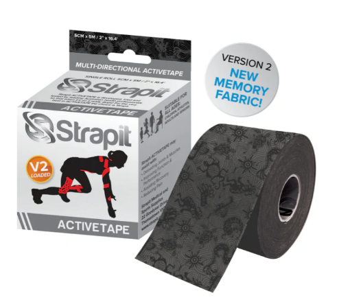Afbeeldingen van Dynamic Activetape 5 cm x 5 m - Grijs/Zwart STRAPIT