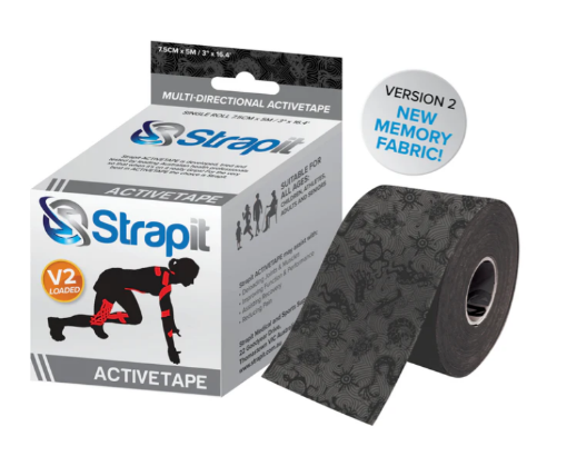 Afbeeldingen van Activetape 7,5CM x 5M - Grijs/Zwart STRAPIT