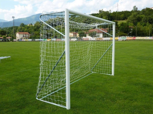 Afbeeldingen van Poarta Futsal Aluminiu 3x2 m, independenta, cu colturi sudate si suporturi rabatabile pentru plasa